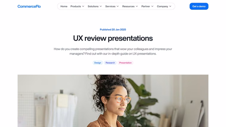 The CommerceFlo Article template page, full length