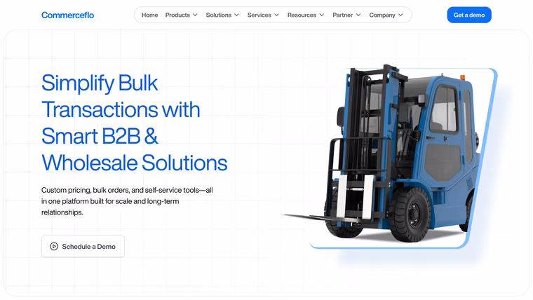 The CommerceFlo B2B & Wholesale page, full length