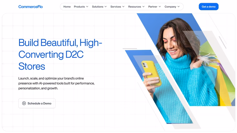The CommerceFlo D2C page, full length