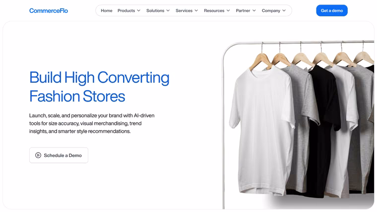 The CommerceFlo Fashion & Apparel page, full length