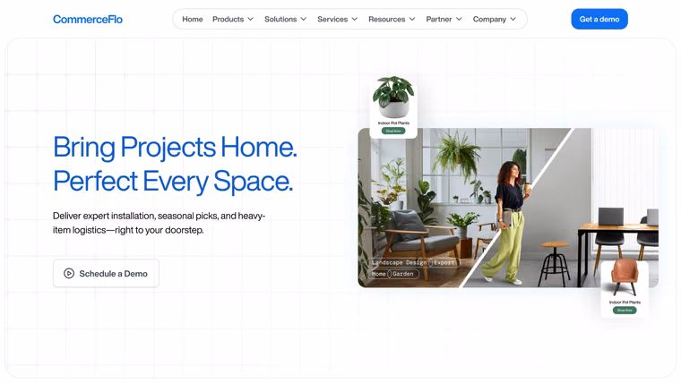 The CommerceFlo Home & Garden page, full length