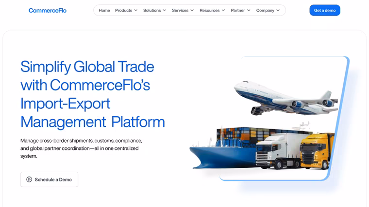 The CommerceFlo Import & Export page, full length