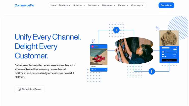 The CommerceFlo Omnichannel Retail page, full length
