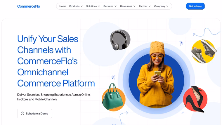 The CommerceFlo Omnichannel Commerce page, full length