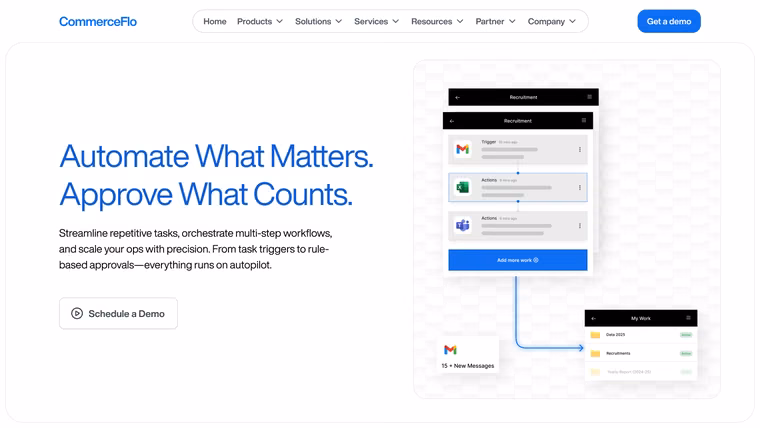 The CommerceFlo Process Automation page, full length