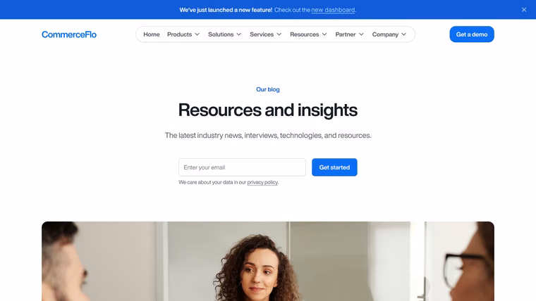 The CommerceFlo Resources index page, full length