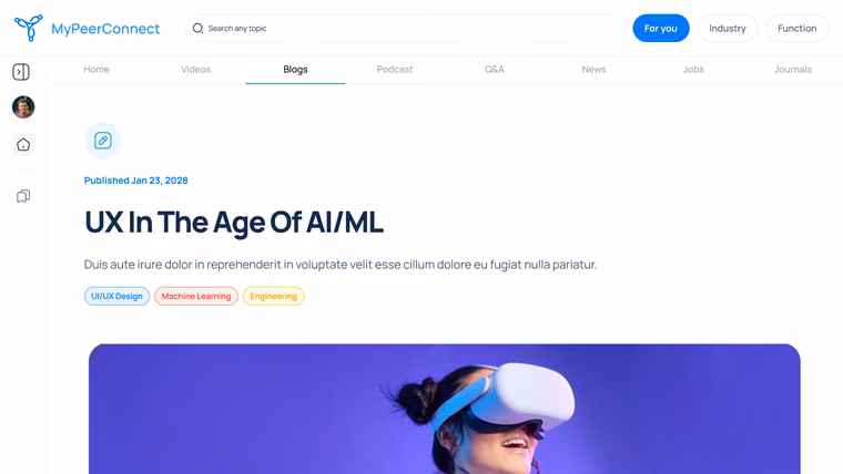 A blog post page