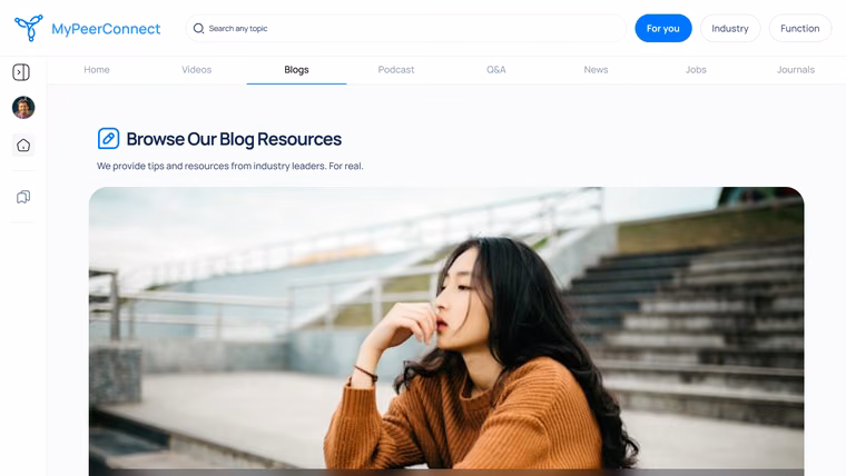 The blogs feed with a featured article
