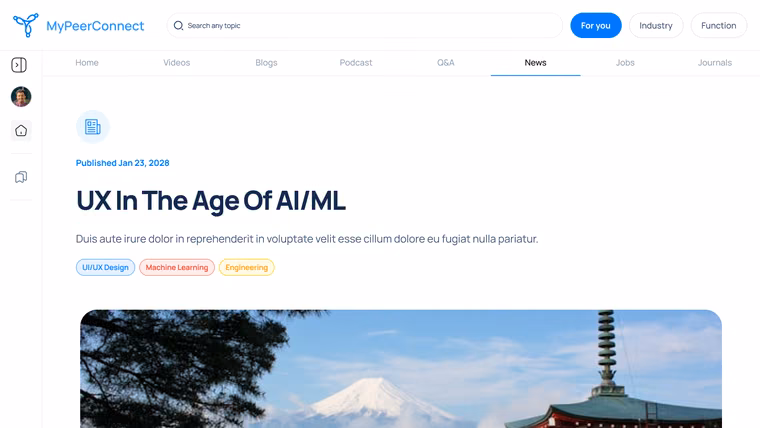 A news article page with tags and imagery